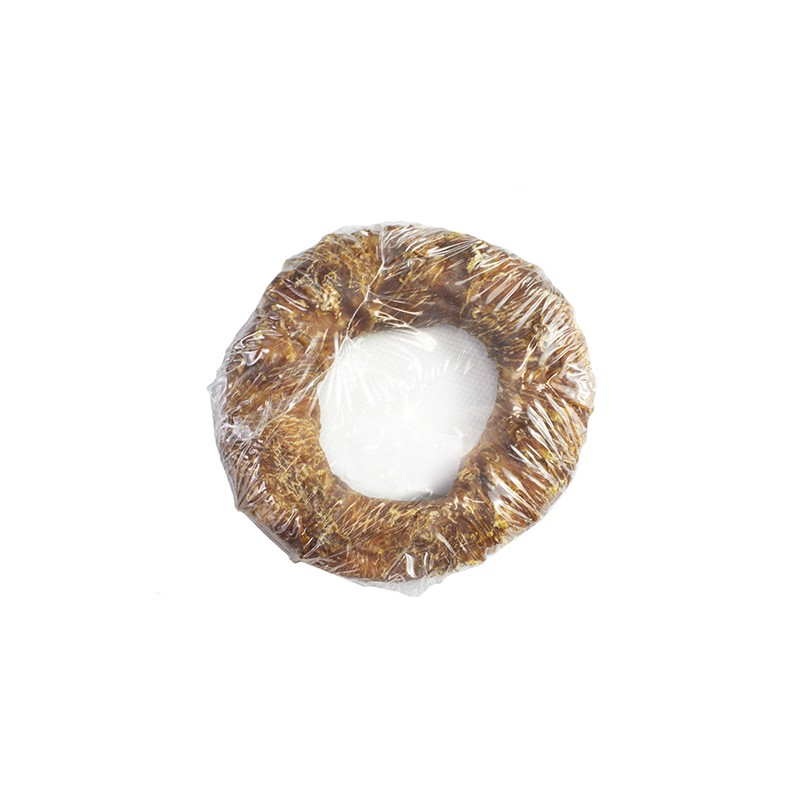 Wit buffelhuid donut 10 cm met kip 1-pack